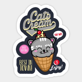 Cats Cream Grey Sticker